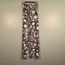 White House Black Market Strapless Maxi Dress Black White Floral Tropical Small