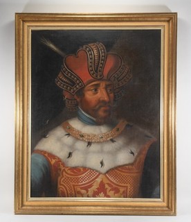 J84G03 Gemälde Porträt Sultan Mehmed III. Sign. Schmidt 18./19.Jh