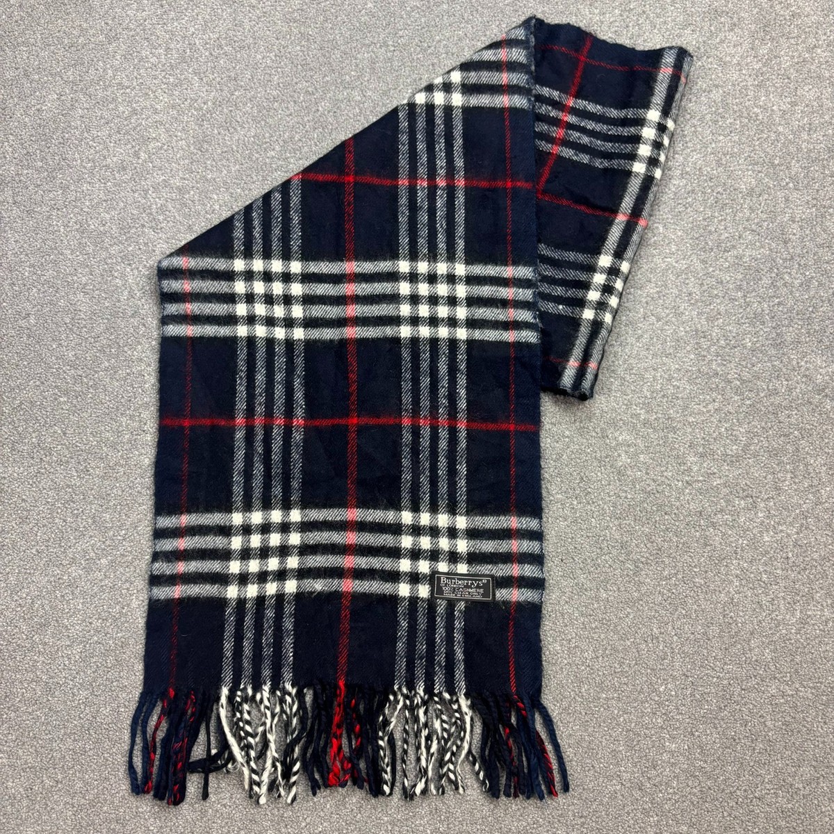 BURBERRY　LONDON Burberry London Scarf 56x12 Inches Blue Nova Check 100% Cashmere