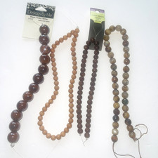 Glass Stone Bead Lot Brown Strands 4 Mix 17mm 8mm 10mm Jewelry Making Craft