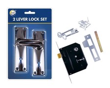 2 Lever Lock Set with Keys & Fittings Secure Lockable Door Handle Lock Set UK