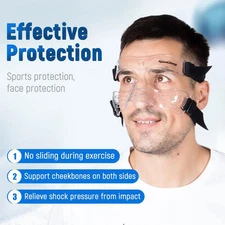 Athletic Face Guard for Protection from Impact Injuries Adjustable New