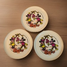  3 Walt Disney Production Mickey Mouse 3" Toy Dishes Play Plates Melamine VTG