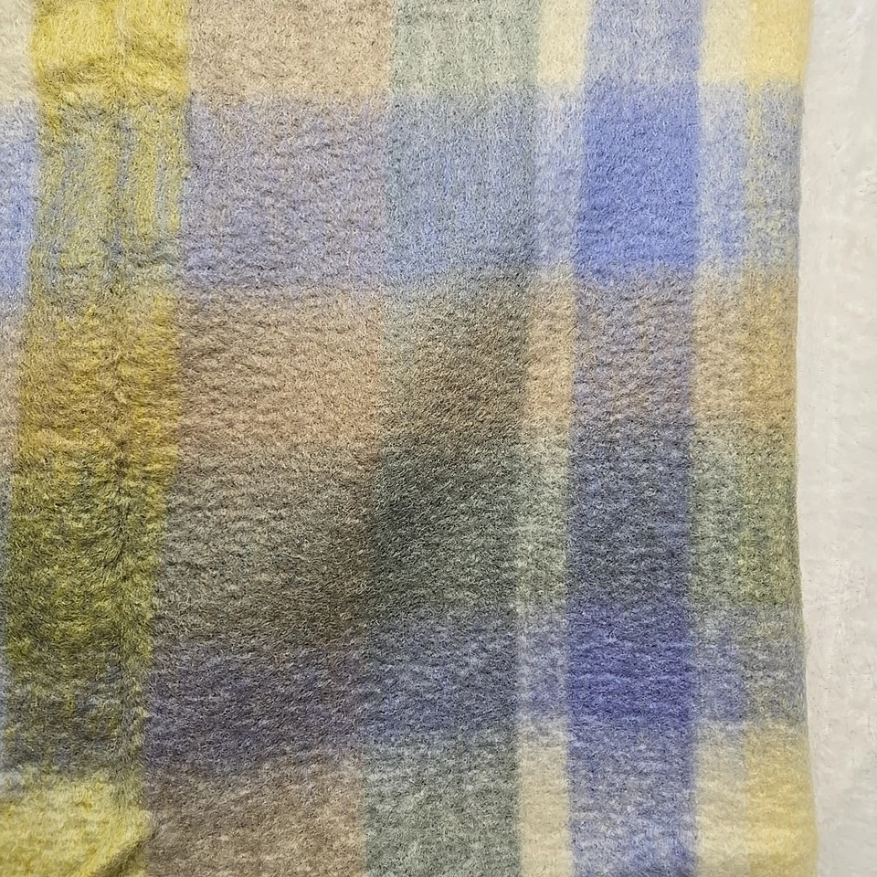 Alpaca Wool Blend Throw Blanket 50x60 Glen Check Plaid Fringe Soft Warm Cozy New - Image 2 of 4