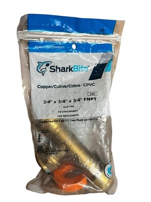Sharkbite U3486LFA Slip Tee Push Connect Fitting Brass 3/4 x 3/4 x 3/4 in.