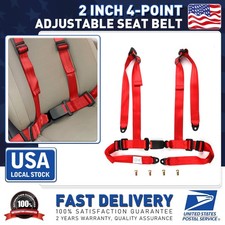 High Quality 4-point Racing Seat Belt Harness With Buckle Lock Red Universal