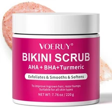 Bikini Area Exfoliator with 10% AHA+BHA & Turmeric, Ingrown Hair & Razor Bump...