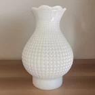 Vintage White Hobnail Milk Glass Hurricane Lamp Shade Size In Pics
