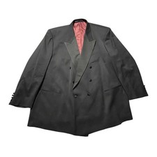 VTG Burberrys Blazer Men Sz 54 Black Double Breast Chester Barrie Wool Tuxedo UK