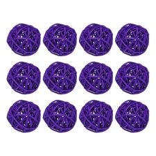 12 Pcs Wicker Rattan Balls 1.2In for Vase Fillers Party Decorative Dark Purple