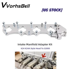 NEW Aluminum Intake Manifold Adapter Kit For K24 K24A Style Head To S2000 Silver
