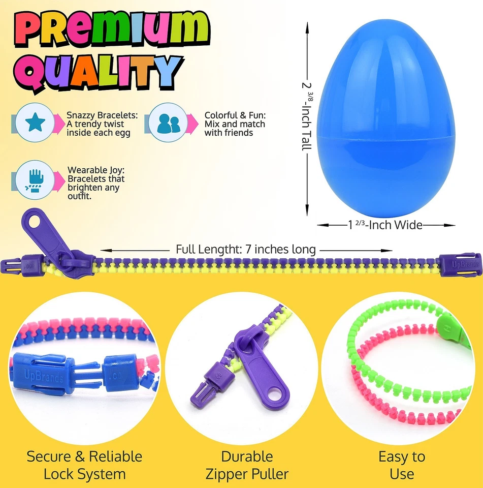 UpBrands Estuche a Granel de 720 Huevos de Pascua Precargados con Juguete Inquieto Pulsera con Cremallera Foto 2 de 4