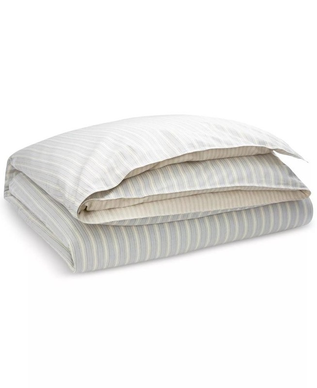 Ralph Lauren Graydon Bold Stripe TWIN Duvet & ONE Pillowsham  Dune - Chambray