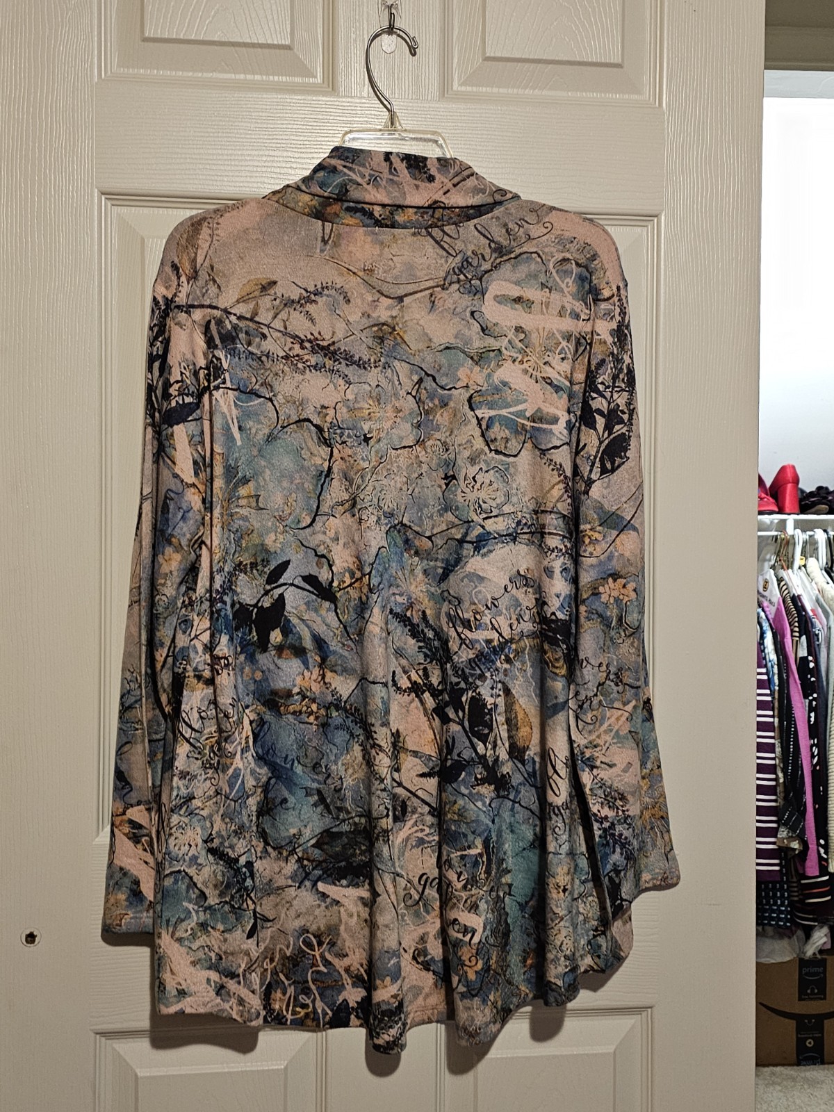 Inoah Abstract Patterned Open Front Cardigan Sz M - image 2