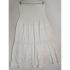 Speed Control Maxi Dress Women's 1X White Smocked Eyelet Lace Tiered Strapless