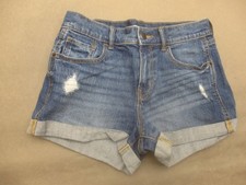 OLD NAVY Size 2 Womens Blue Cotton Blend Zip Fly Pocket Cuffed Denim Shorts 476