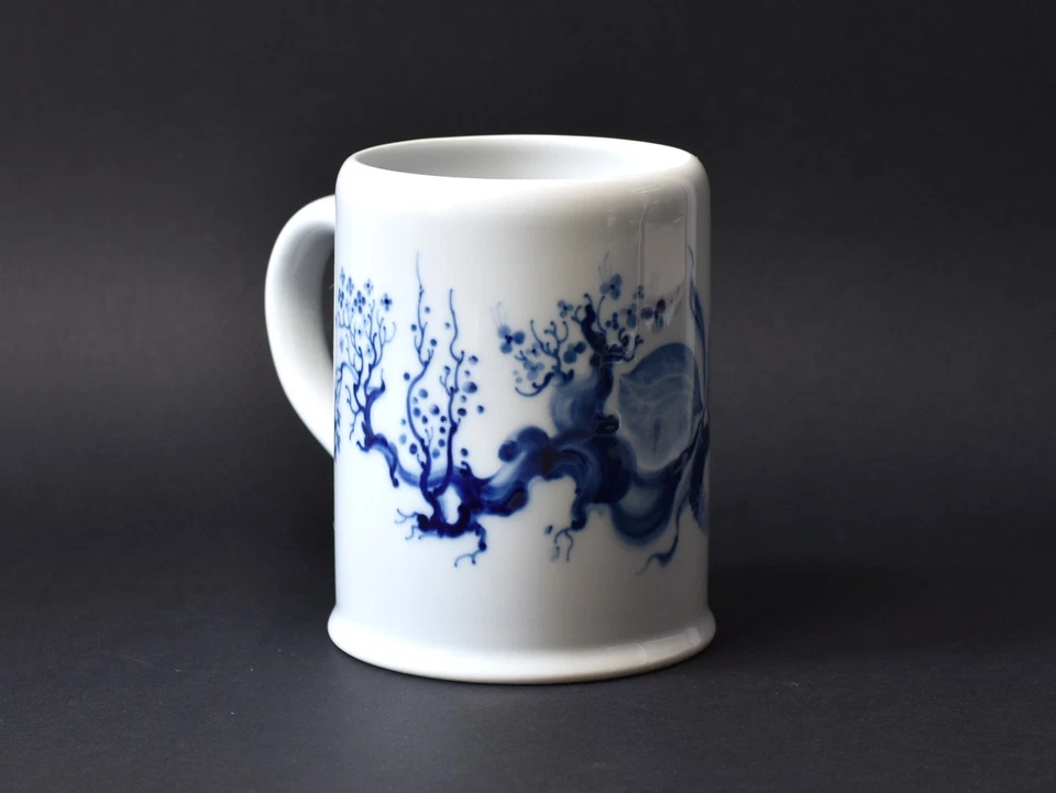 Meissen Porzellan Krug Bierkrug Humpen Blaue Orchidee auf Ast handgemalt - Bild 3 von 4