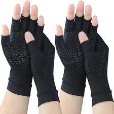 2 Pairs Copper Arthritis Compression Gloves for Rheumatoid, Osteoarthritis, C...