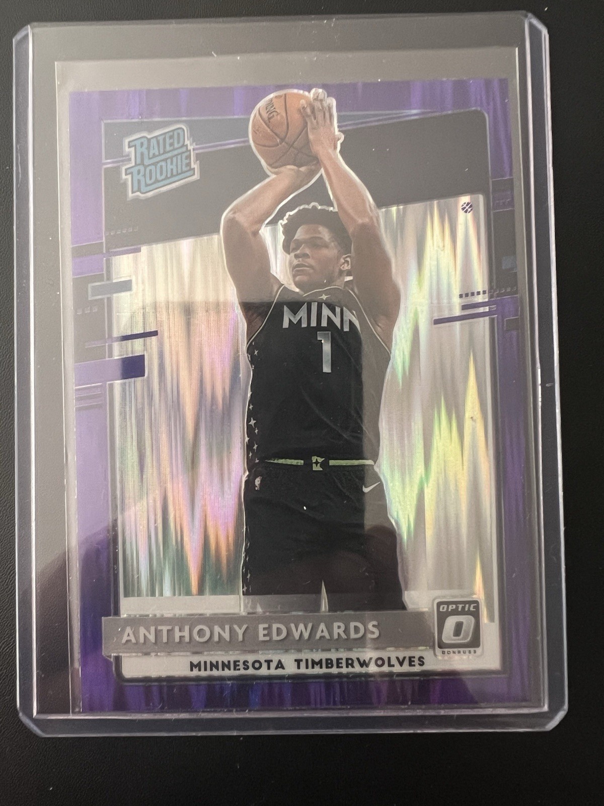 2020-21 Donruss Optic Purple Shock #151 Anthony Edwards RC Rated Rookie