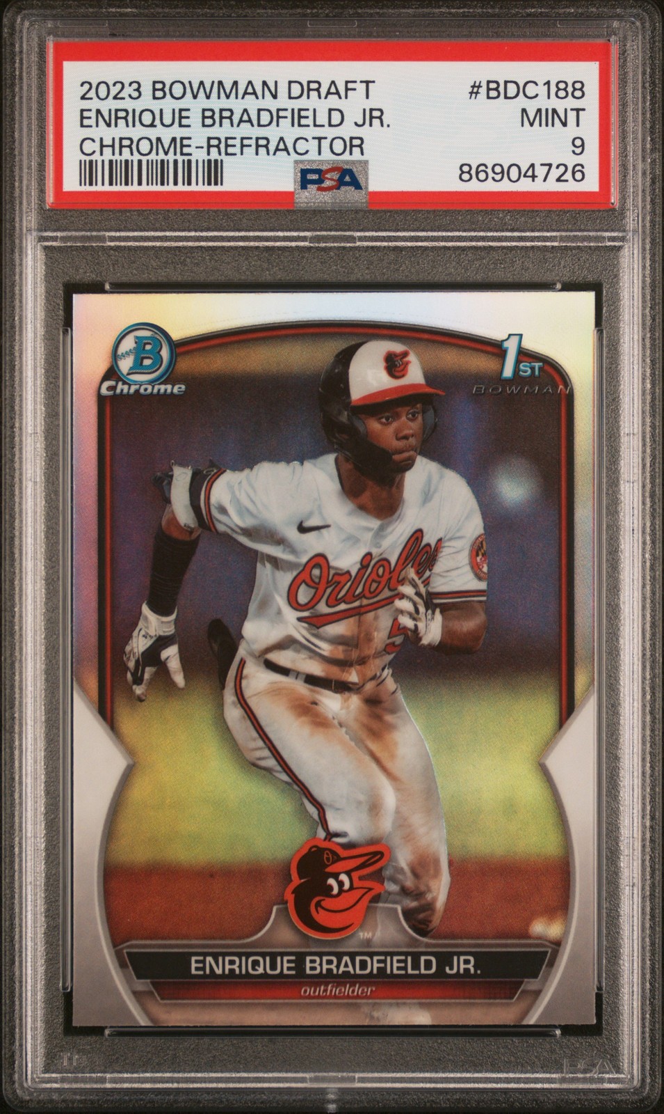 2023 Bowman Draft Enrique Bradfield Jr. Chrome Refractor PSA 9 #BDC188