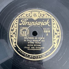 Ruth ETTING Summer is Over / Close your Eyes BRUNSWICK 01614 78rpm VG+