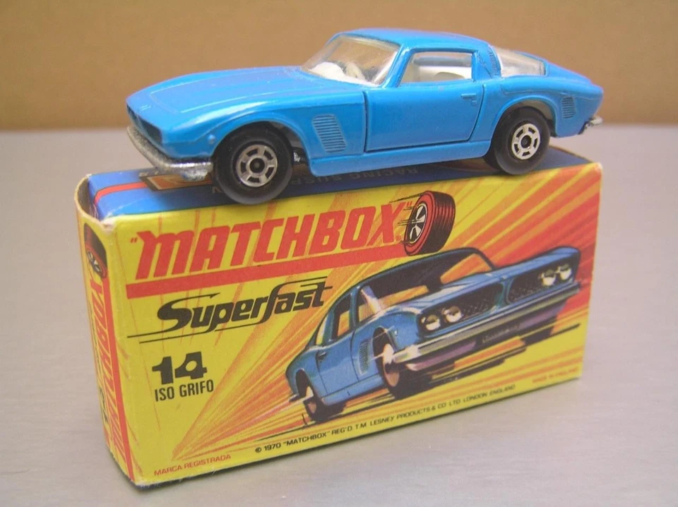 Matchbox Superfast MB14  ISO Grifo blue with thick wheels NM+ In Box NMIB+ - Image 2 of 4