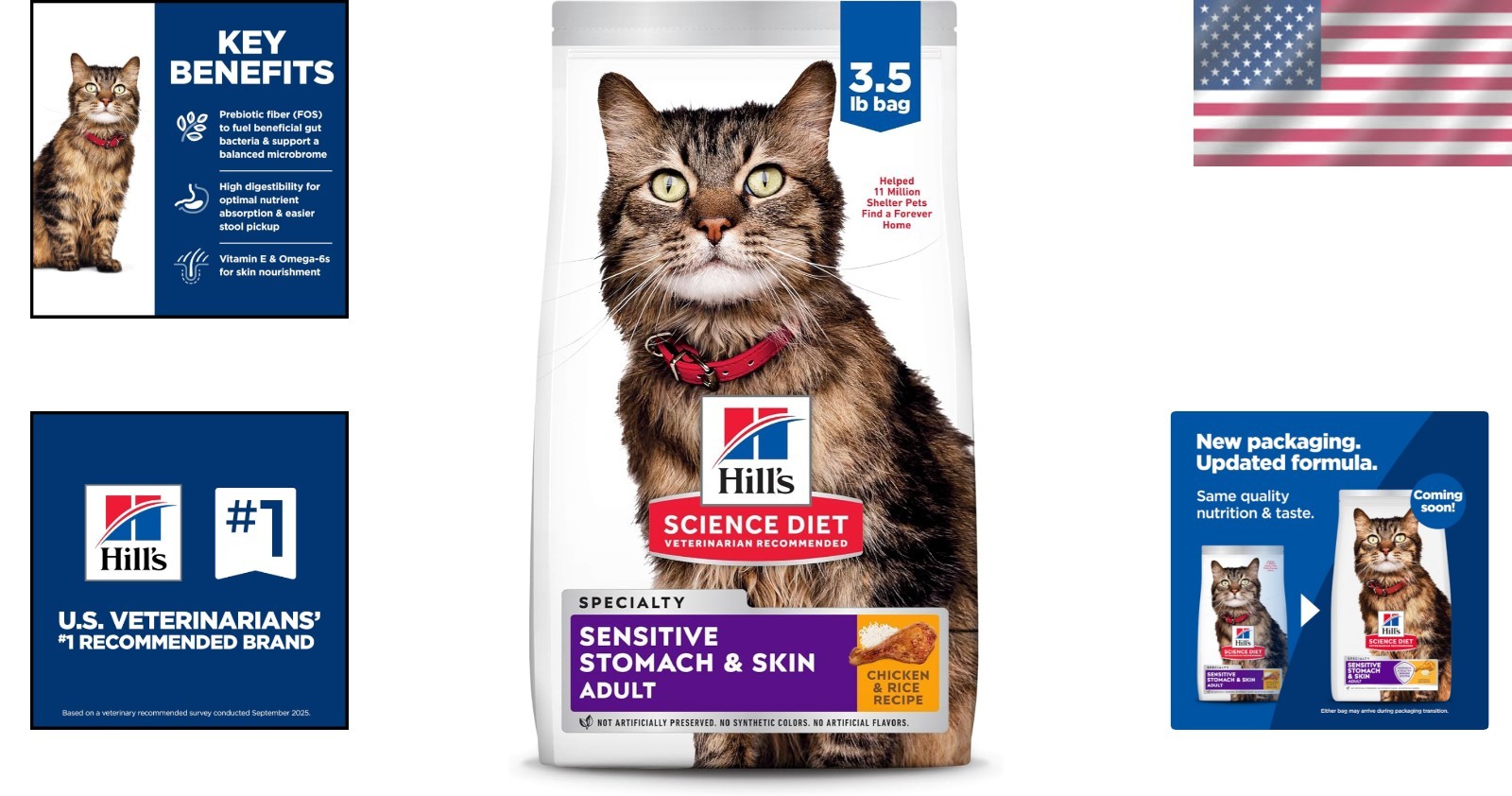 Nutritious Chicken & Rice Formula for Adult Cats - 3.5 lb Sensitive Stomach Food