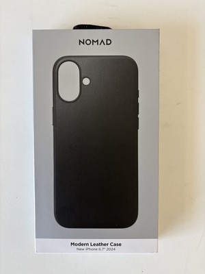 Nomad Modern Leather Case Black for iPhone 16 Plus 6.7  2024 MagSafe Cover New