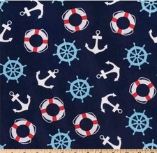 LINED WINDOW VALANCE CURTAIN 42 X 15 NATICAL ANCHORS SAIL ON NAVY