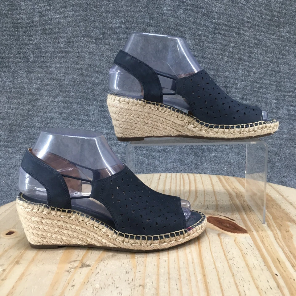 Sandalias Artesanales Clarks Para Mujer 6 M Petrina Gail Alpargata Azul Peep Tacones de Cuña Foto 2 de 4