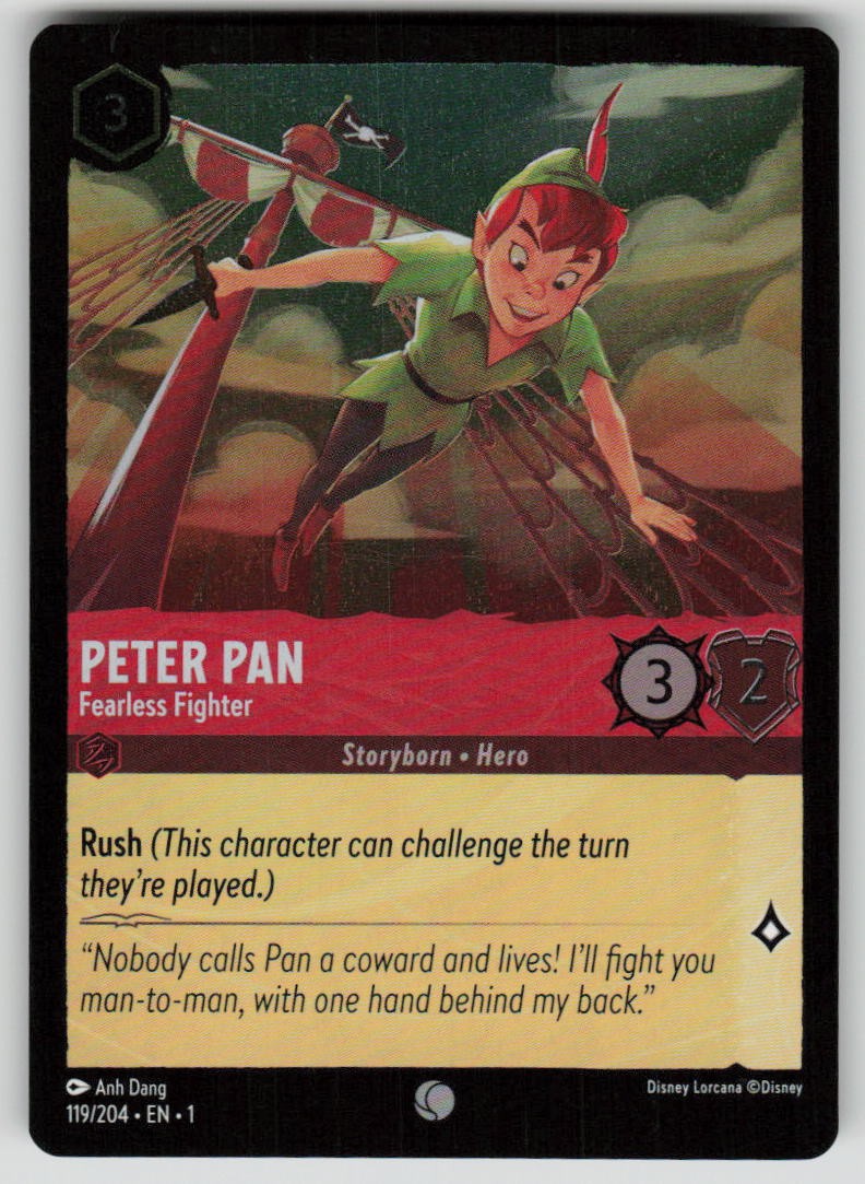 Peter Pan Fearless Fighter Cold Foil Common The First Chapter 119/204 Lorcana NM