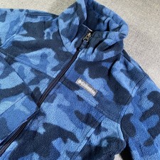 Columbia Kids Blue Camo Fleece Full Zip Jacket Size Medium Blue Lightweight