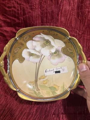 Stunning antique hand painted heavy gold pickard china bowl