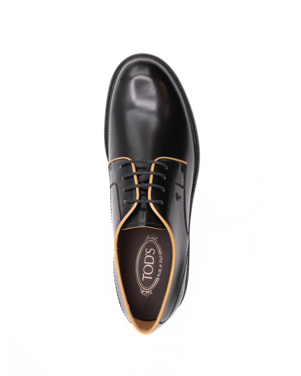 Tods Mens Black Leather Lace Up Derby Gomma Dress Shoe with  display picture 3