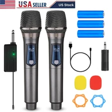 Pro UHF Wireless Microphone System Set Dual Handheld Rechargeable Karaoke Gift
