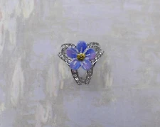 FORGET-ME-NOT SCARF RING Blue Wedding Scarf Ring Friendship Gift HAND PAINTED