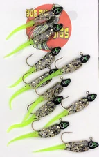 10 Pack 1/16 Oz  Black & Gold Glitter And Chartreuse Crappie Jig (Fools Gold)