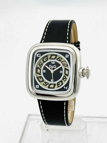 D&G Dolce & Gabbana DW0183 Cherokee Black Leather White Stitches Strap Watch - Picture 11 of 22