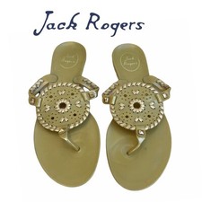 Jack Rogers Womens Georgica Gold Slides Thing Flip Flop Sandals Size 8