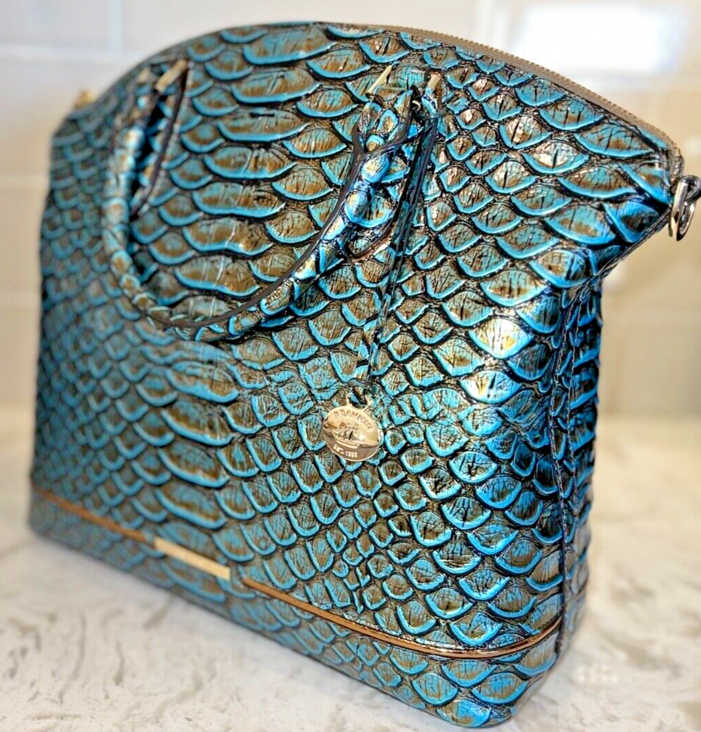 Brahmin Turquoise Embossed Leather Backpack Brahmin Chelcy Croc Embossed Leather Backpack - Deep Azure  main image 3