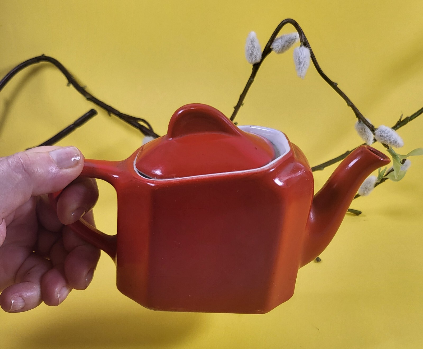 Vintage 1920s Hall Teapot 185 Red/Long Spout Falak Tayyeb Platinum