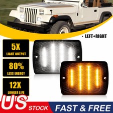 For 1987-1995 Jeep Wrangler Yj Smoked Lens Led Side Marker Signal Turn Light 2x