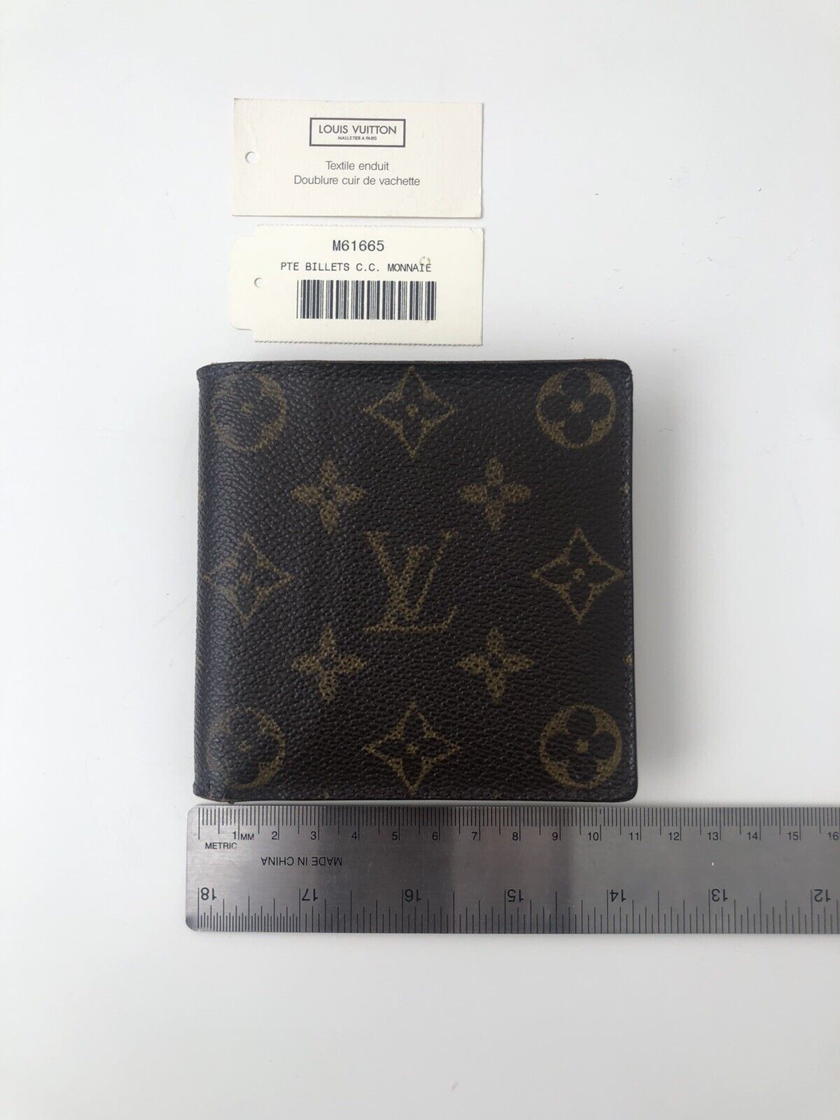 LOUIS VUITTON wallet M61665 Porte Billets Cartes Crédit Monet Damier canvas  Brown mens Used
