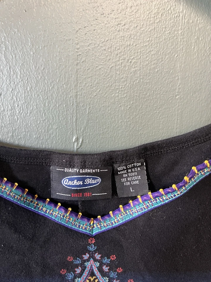 Y2K Anchor Blue Womens Black Sleeveless Tank Top Size Large - Image 3 of 3