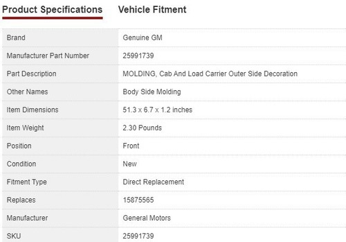 OEM GM 25991739 Body Side Moulding RH 2007-09 GMC Yukon - Picture 6 of 15