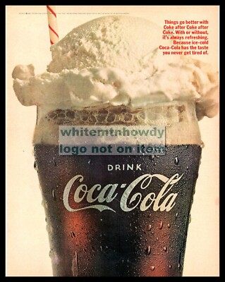 1966 COCA-COLA AD Coke and Vanilla Ice Cream Soda Float Original PRINT AD