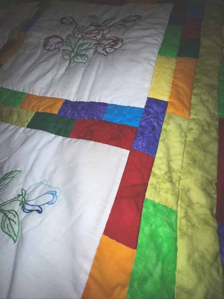 "Manta cuadrada retro abuela edredón bebé hecho a mano 70x50"" estilo vintage nueva" Foto 4 de 4