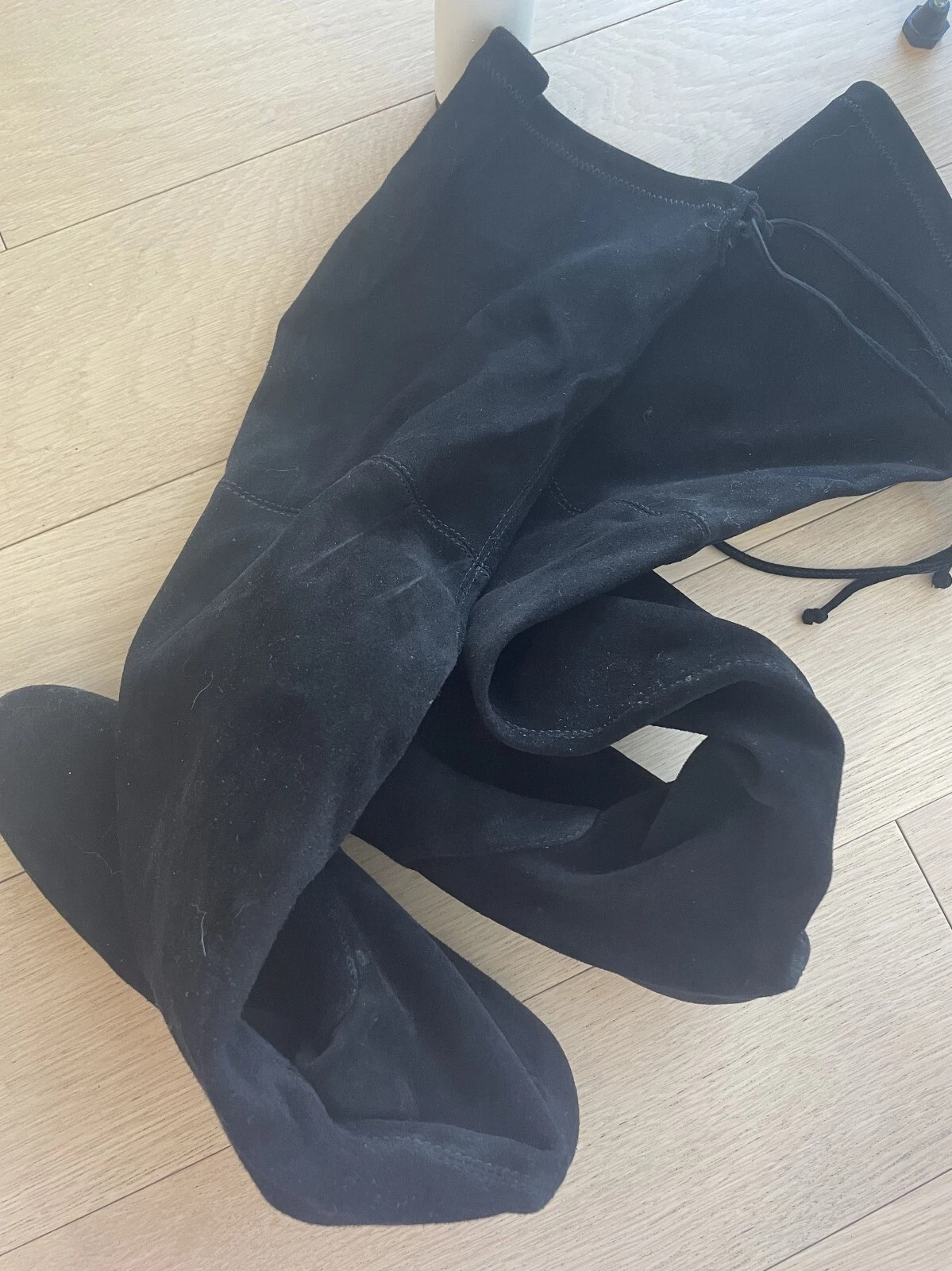 Stuart Weitzman Over The Knee Boots Womens Size 8 Black Suede Leather