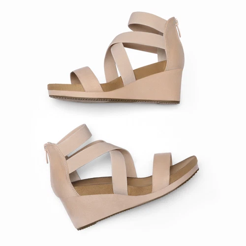 Women Casual Platform Wedge Sandals Open Toe Back Zipper Dress Shoes - Picture 21 of 28