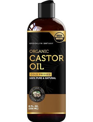 Cold-Pressed Organic Castor Oil in Glass Bottle - 8 Fl Oz - 100% Pure and Natura